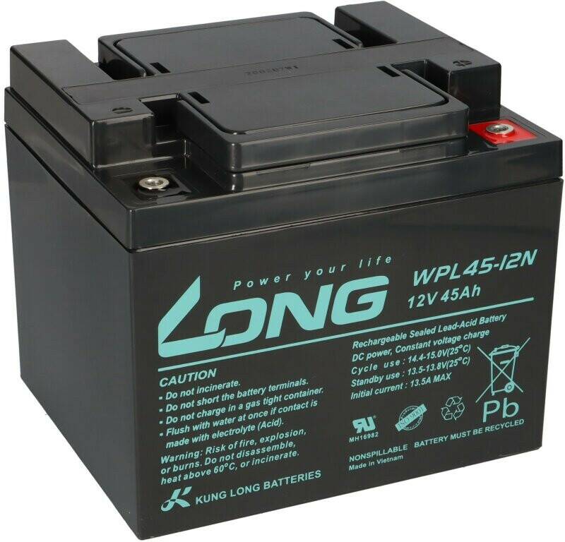 Autobatterien Kung Long Akku 12V 45Ah Pb Batterie Bleigel WPL45-12N Longlife