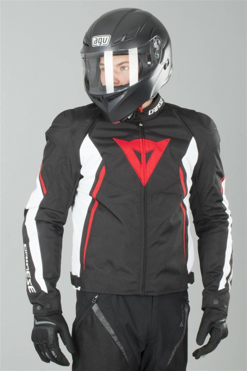 Dainese Avro D2 Tex Jackeschwarz/weiss/rot Motorradjacken